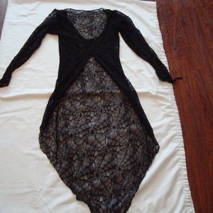 Music Legs Spider web long sleeved dress with shorts NWT